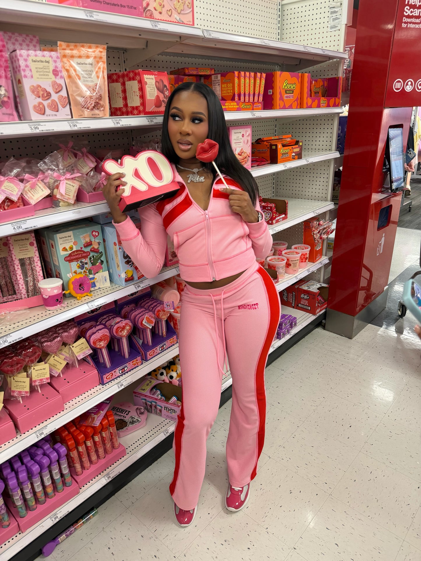 Pink and Red Havingitco Cupid Two Piece Set