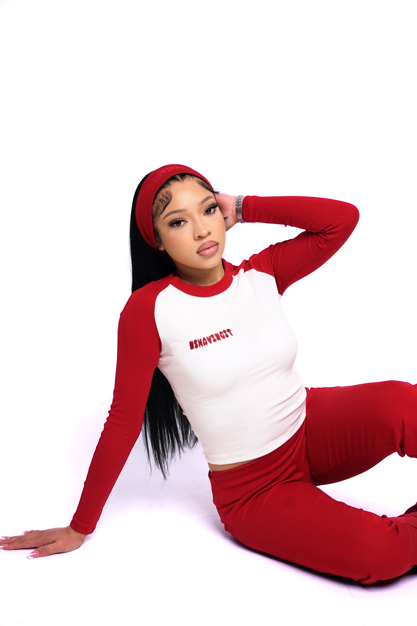 Red Havingitco Long Sleeve Three Piece Set